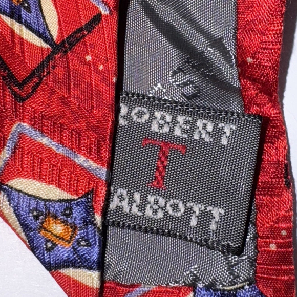 Robert Talbott Best Of Class Tie Red Geometric Abstract 100% Silk Made in USA - Picture 4 of 6